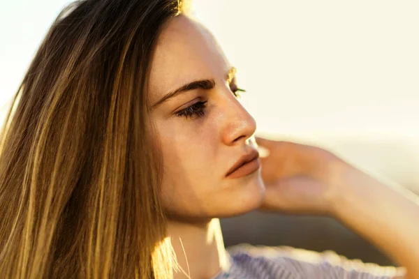 Portrait Beautiful Young Woman Close — Stock Photo, Image