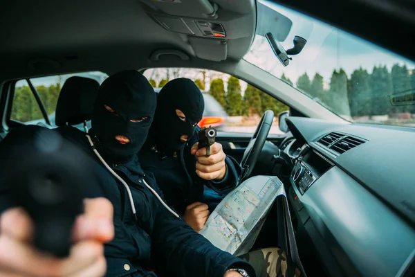 Gangster Pointant Avec Leurs Armes Vers Caméra — Photo
