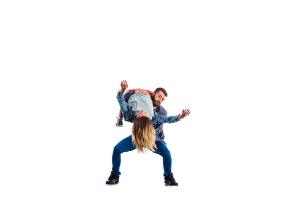 Mujer y hombre haciendo gimnasia —  Fotos de Stock