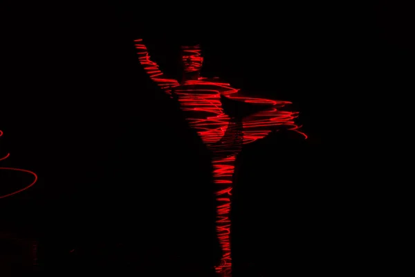 Ballet Danseuse Dansant Devant Lumière Rouge Tout Exprimant Enfer Avec — Photo