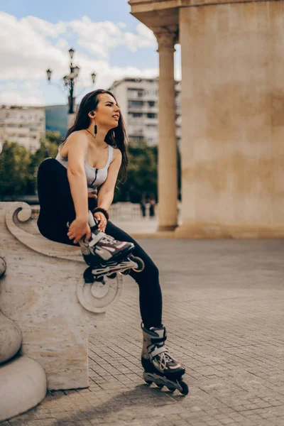 Teenage Girl Roller Skates Summer — Stock Photo, Image