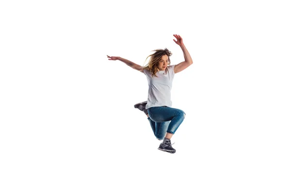 Ragazza che fa aerobica durante lo stretching — Foto Stock