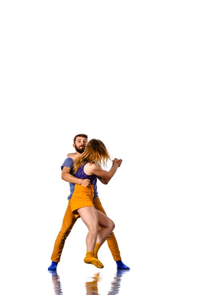 Sweet couple dancing social danse — Stock Photo, Image