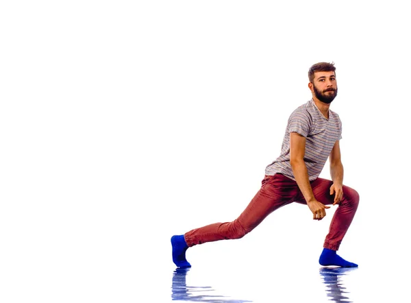 Young man dancing hip-hop at studio — Stock Photo, Image