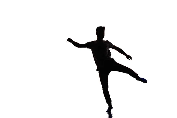 Прохолодний молодий танцюрист ізольований на білому тлі — стокове фото