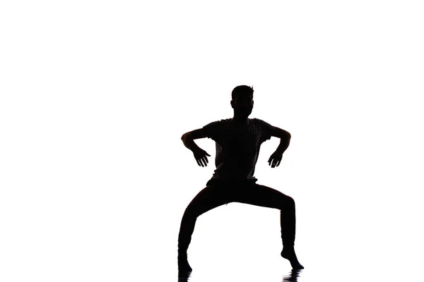 Danser silhouet oefenen in Studio — Stockfoto