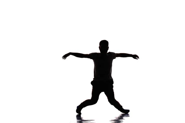 백인 젊은 남자 댄스, 전체 길이 초상화 고립 — 스톡 사진
