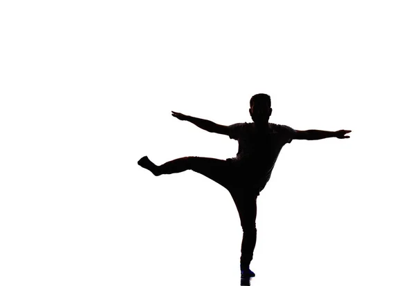 Man is dancing in the studio on a white background — Stock Photo, Image