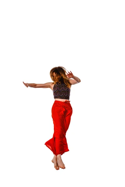 Woman hip hop dancer over white background — Stock Photo, Image