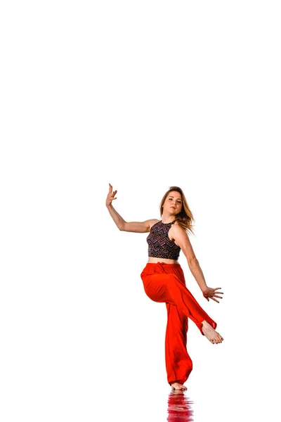 Style dancer posing on a studio white background — Stock Photo, Image