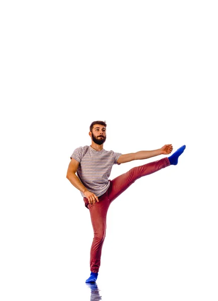 Full length of stylish young man dancing — Stock Photo, Image