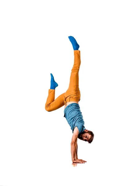 Cute guy doing breakdance — Stock Photo, Image