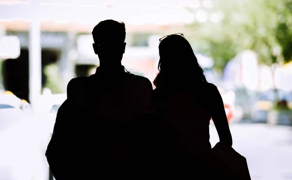 Couple Buying Sale Attractive Man Woman Holding Shopping Bags Having — Stok Foto