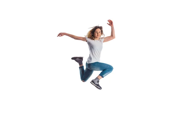 Kobieta robi gimnastyka — Zdjęcie stockowe