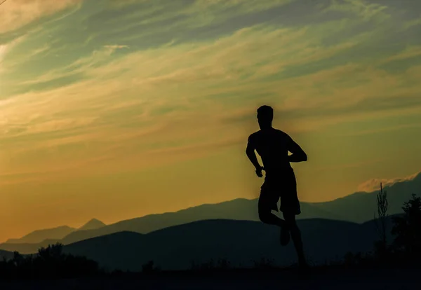 Maratona Montanha Maratona Corrida Homem Treinamento Para Fitness Estilo Vida — Fotografia de Stock