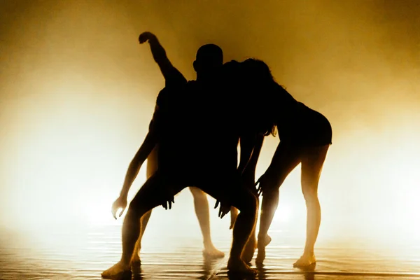 Bailarinas Contemporáneas Caucásicas Masculinas Femeninas Ejerciendo Una Rutina Baile — Foto de Stock