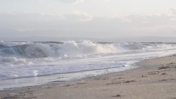 Gros Plan Surface Mer Avec Des Vagues — Video