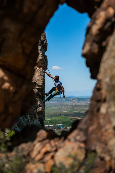 Klettern Der Natur Fitness Freien Aktiver Lebensstil Extremsport Der Athlet — Stockfoto