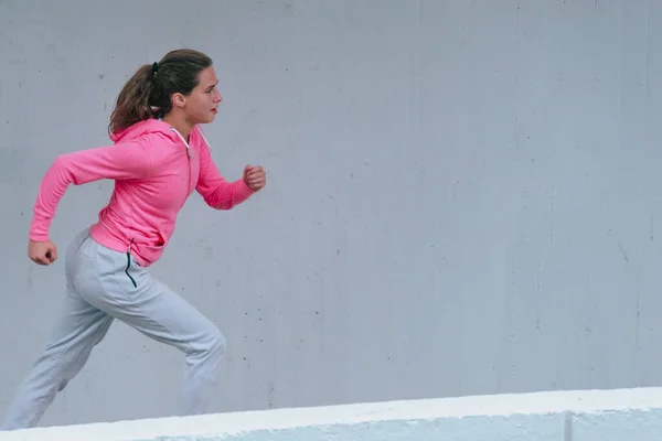 Atleta Estilo Vida Saudável Vestido Com Roupas Treino Exercício — Fotografia de Stock