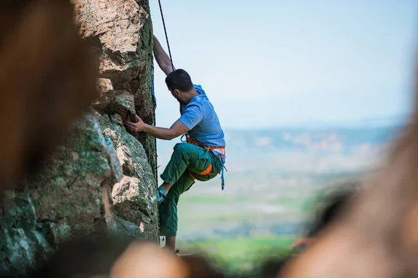 Climbing Rock Climber Free Climbing Strong Fit Man Fitness Sport — Stock Photo, Image