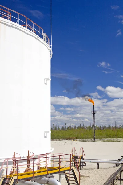 Zakładu Rafinerii Ropy Naftowej Gazu Przemysłowy Scena Pola Naftowego Stacja — Zdjęcie stockowe
