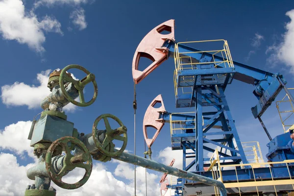 Oil Gas Industry Work Oil Pump Jack Oil Field Oil — Stock Photo, Image