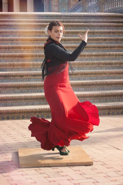 Ballerino Esegue Flamenco Turisti Passanti Nel Centro Siviglia Spagna Siviglia — Foto Stock