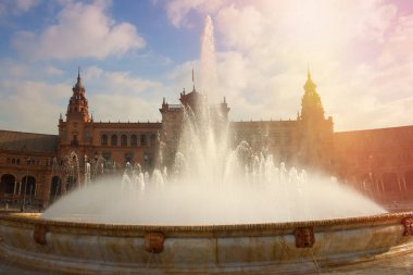 Çok güzel Plaza de espaa, Sevilla, İspanya, Şubat 2018