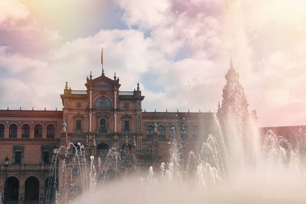 Muito Bonita Plaza Espaa Sevilha Espanha Fevereiro 2018 — Fotografia de Stock