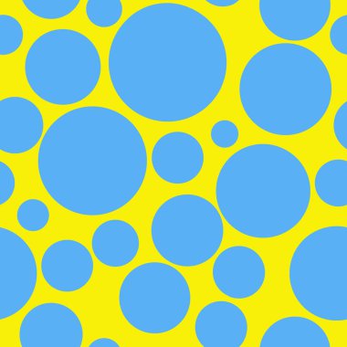  Sarı arka plan, seamless modeli üzerinde mavi daireler.