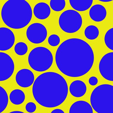 Sarı arka plan, seamless modeli üzerinde mavi daireler.