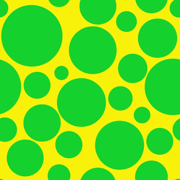 Πράσινη Κύκλους Κίτρινο Φόντο Χωρίς Ραφή Πρότυπο — Φωτογραφία Αρχείου
