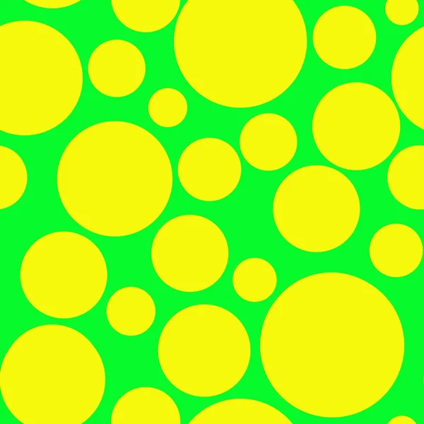 Yellow circles on green background seamless pattern.