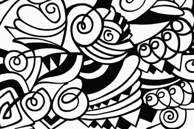 Beyaz arkaplanda siyah ve beyaz desen, soyut tasarım