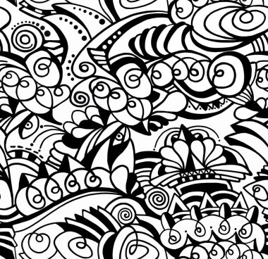 Beyaz arkaplanda siyah ve beyaz desen, soyut tasarım