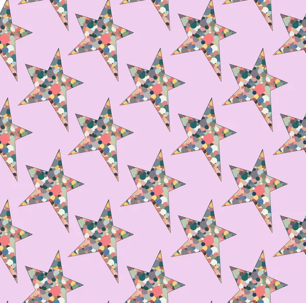 Звезда Розовом Фоне Окрашенная Цветные Круги Бесшовный Узор — стоковое фото