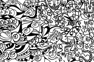 Beyaz arkaplanda siyah ve beyaz desen, soyut tasarım