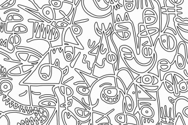 Beyaz arkaplanda siyah ve beyaz desen, soyut tasarım