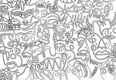 Beyaz arkaplanda siyah ve beyaz desen, soyut tasarım