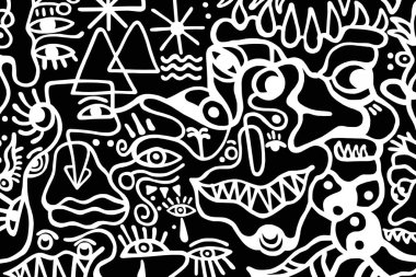 Beyaz arkaplanda siyah ve beyaz desen, soyut tasarım