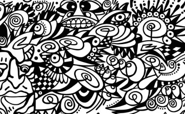 Beyaz arkaplanda siyah ve beyaz desen, soyut tasarım