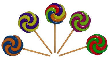 Şekerler ve şekerler seti, 3d illüstrasyon