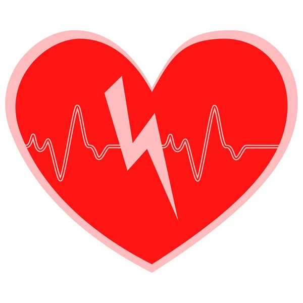 Coração Claque Cardiograma Ataque Cardíaco Vetor Ícone Isolado Branco —  Vetores de Stock
