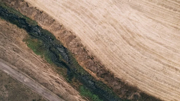 Suchá Řeka Textura Horní Pohled — Stock fotografie