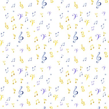 Suluboya müzik desen. Müzik aletleri ile sorunsuz arka plan.