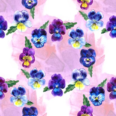 Homo çiçek ve yaprakları ile Seamless modeli. Sulu boya resim. Yaz arka plan