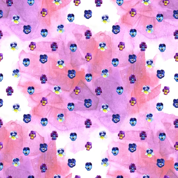 Акварельна ілюстрація фіолетових квітів. Безшовні візерунки. Акварельні панчохи. фон красивих акварельних каструль . — стокове фото