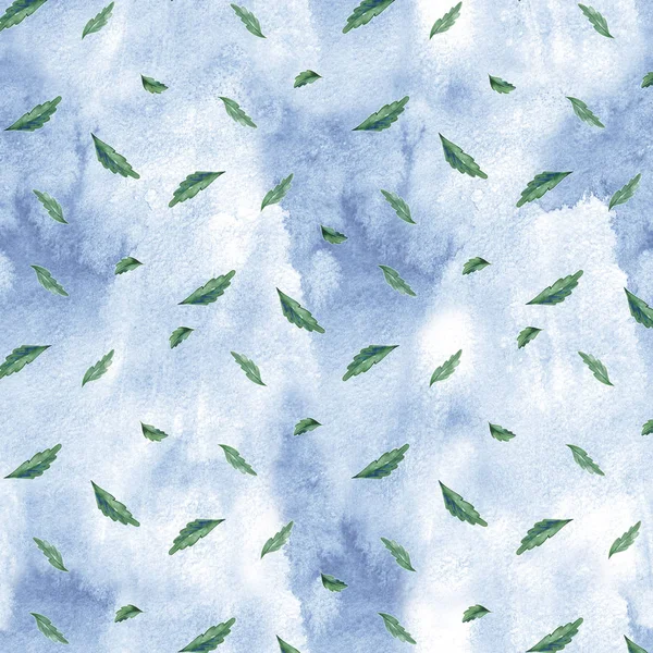 Безшовний візерунок з листям кабачків. Акварельна ілюстрація — стокове фото