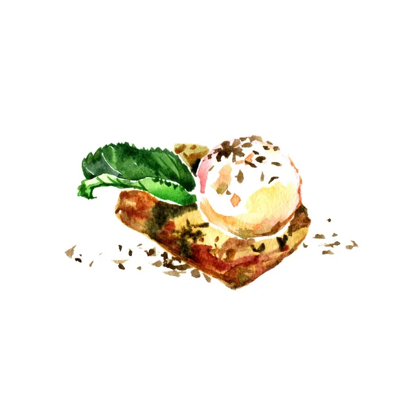 Brownie med glass, akvarell paiting. Söt illustration — Stockfoto