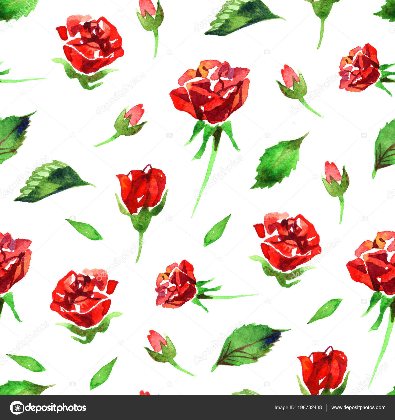 Wildflower Rose Flower Pattern In A Watercolor Style Isolated